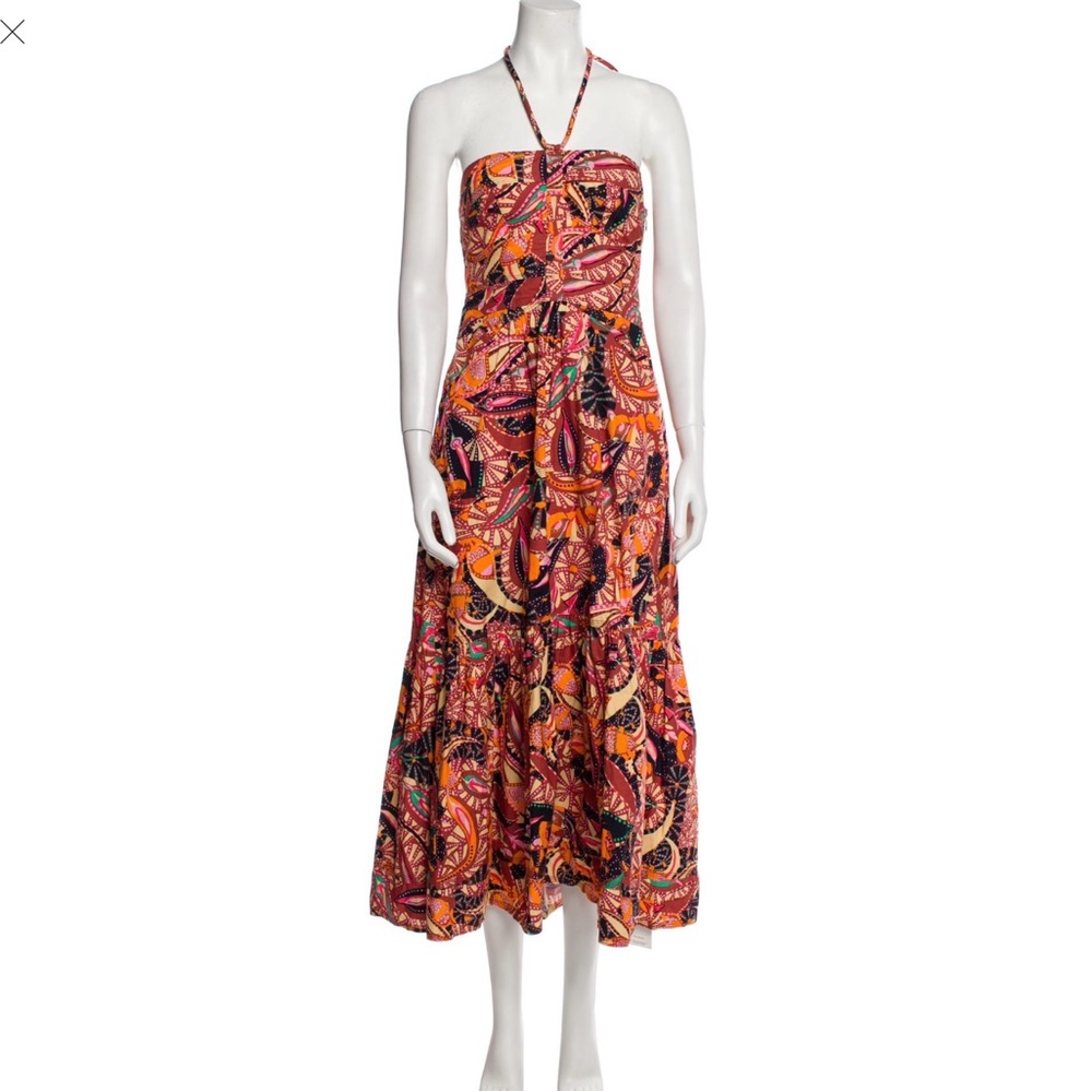 Tropical Halter Maxi Dress - Multicolor